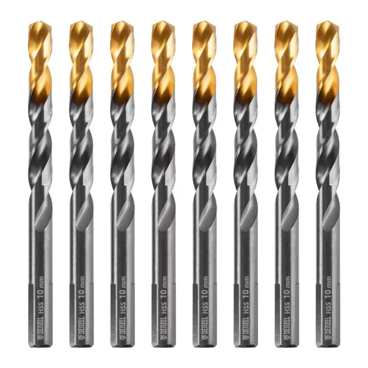 Сверло по металлу, 10 мм, HSS-Tin, Golden Tip, 8 шт. Denzel 717222 купить в Перми