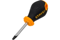 Отвертка STAYER "MASTER", двухкомпонентная рукоятка, магнитный наконечник, "STUBBY" ( бочка ), SL4,7x38мм 2509-38-4.7_z03