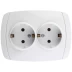 Розетка СВЕТОЗАР &quot;CITY LIGHT&quot; двойная в сборе, с заземлением, цвет белый, 16А/~250В SV-54207-W купить в Перми