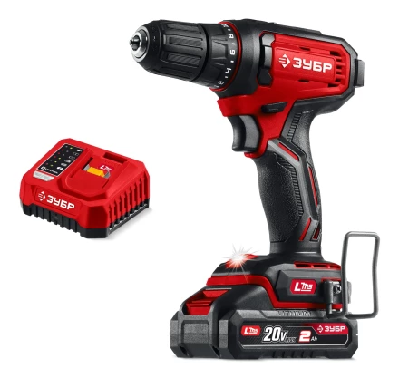 ЗУБР 20 В, 40 Нм, 1 АКБ LMS (2 А·ч), дрель-шуруповерт (ДШ-40-21) купить в Перми