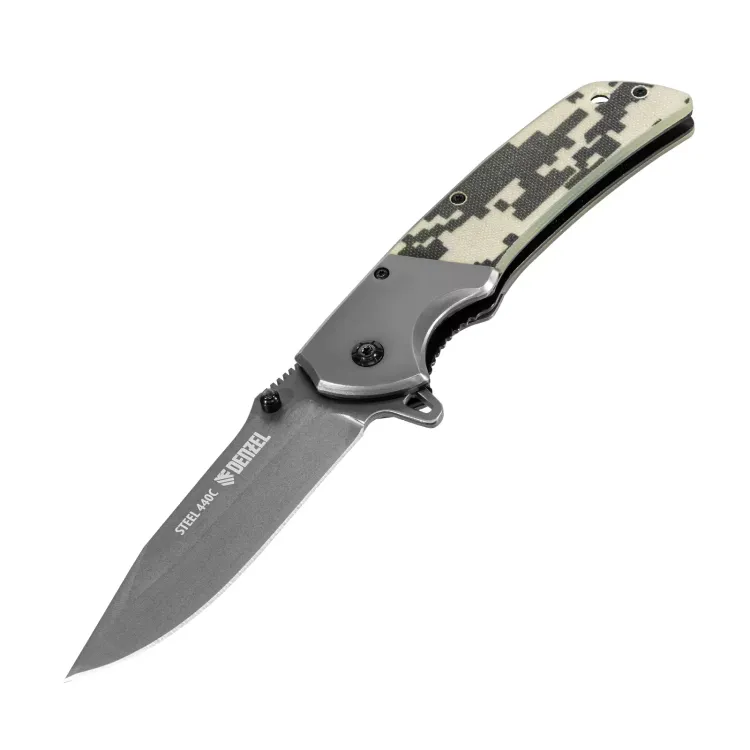 Нож складной Denzel, многоцелевой, системы Liner-Lock, с накладкой G10 на классической рукоятке, 79207 купить в Перми