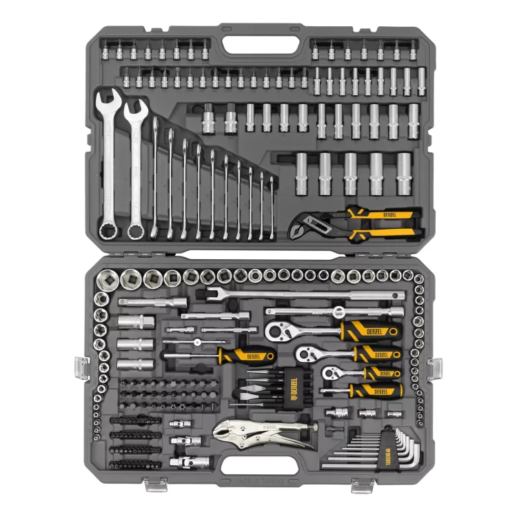 Набор инструментов Denzel 15808, 1/2", 3/8", 1/4", CrV, S2, пластиковый кейс, 232 предмета купить в Перми