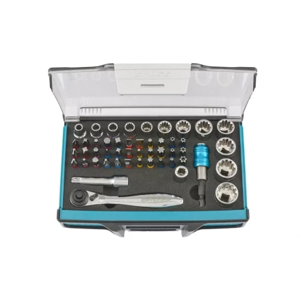 Трещотка с набором бит и торцевых головок, Адаптер и удлинитель, 49 штук,  S2 Gross 11600 купить в Перми