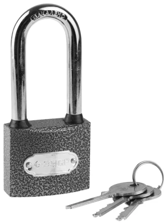 Замок ЗУБР &quot;МАСТЕР&quot; навесной, металлический корпус, удлиненная закаленная дужка, 50мм 3712-50-1 купить в Перми