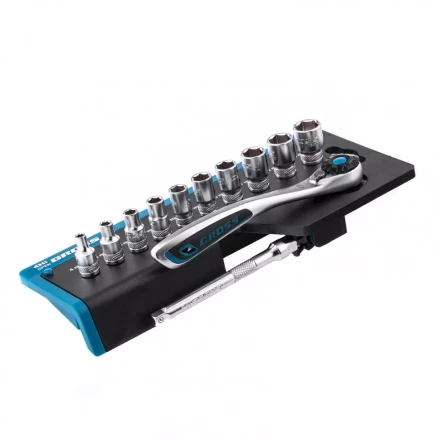 Набор торцевых головок трещотка 120 зубьев 12 предметов 1/4&quot; CrV Gross 14141 купить в Перми