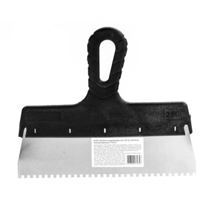 Шпатель из нержавеющей стали 250 мм зуб 4 х 4 мм пластмассовая ручка 85156 купить в Перми