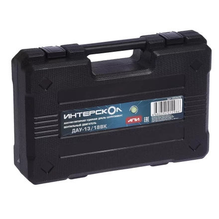 Профессиональная ударная дрель-шуруповерт с бесщеточным (вентильным) двигателем ИНТЕРСКОЛ ДАУ-13/18ВК аккумуляторная Li-ion АПИ (кейс, без аккумулятора и ЗУ) купить в Перми