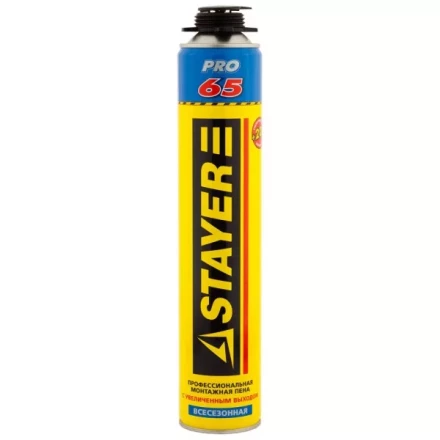 Пена &quot;BlackPRO 65&quot; профессиональная, монтажная, пистолетная, всесезонная, 800мл, STAYER 41137 купить в Перми