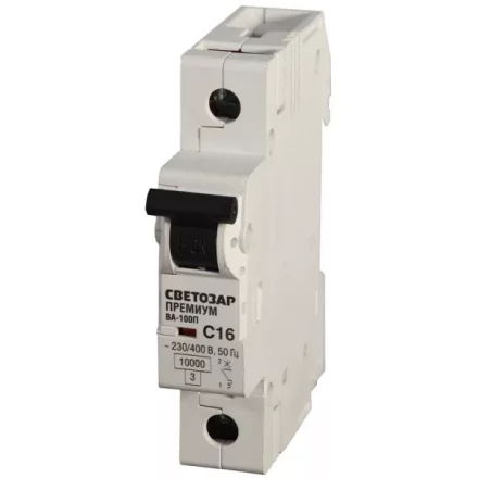 Выключатель автоматический СВЕТОЗАР &quot;ПРЕМИУМ&quot; 1-полюсный, 20 A, &quot;C&quot;, откл. сп. 10 кА, 230 / 400 В SV-49031-20-C купить в Перми