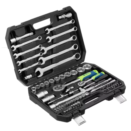 Набор инструментов Сибртех 13391, 1/2&quot;, 1/4&quot;, пластиковый кейс, 82 предмета купить в Перми