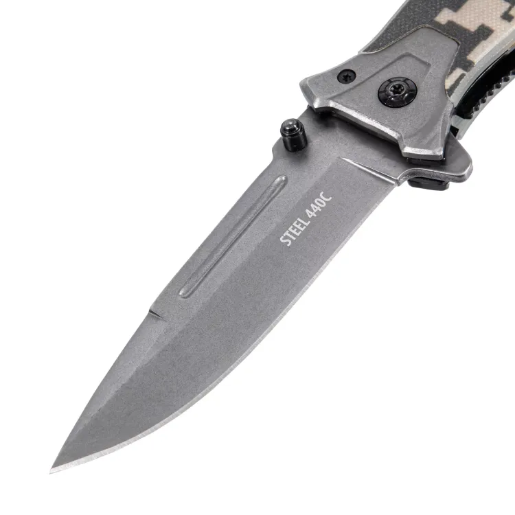 Нож складной Denzel, многоцелевой, системы Liner-Lock, с накладкой G10 на прямой рук-ке+стеклобой, 79208 купить в Перми