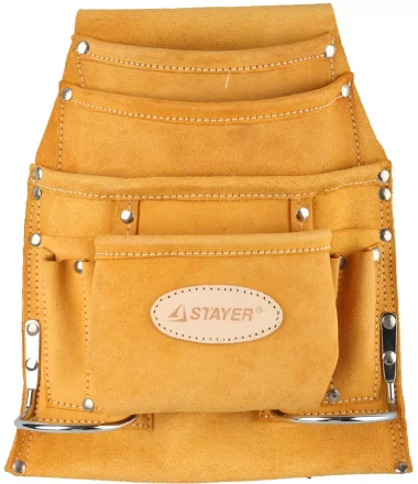 Сумка поясная STAYER PROFESSIONAL для инструментов, кожаная, 10 карманов, 2 скобы 38517 купить в Перми