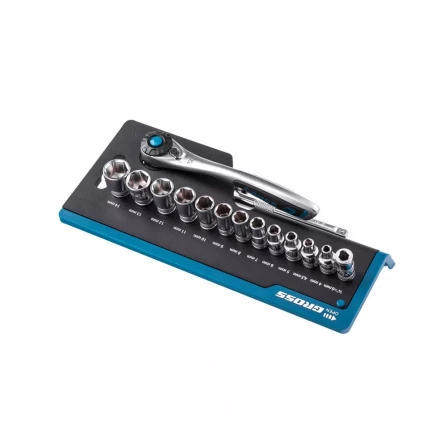 Набор торцевых головок трещотка 120 зубьев 36 предметов 1/4&quot; CrV Gross 14142 купить в Перми