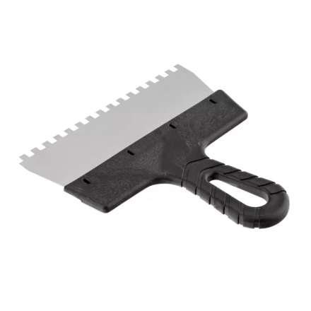 Шпатель из нержавеющей стали 200 мм зуб 6 х 6 мм пластмассовая ручка Россия 85158 купить в Перми