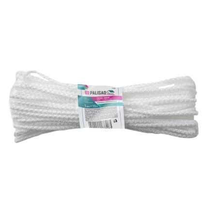 Шнур бельевой полипропиленовый с сердечником, 5 мм, L 15 м, белый, Home Palisad 937085 купить в Перми