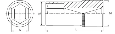 Головка торцевая глубокая 1/2&quot;DR 16 мм S04HD4116 Jonnesway 47239 купить в Перми