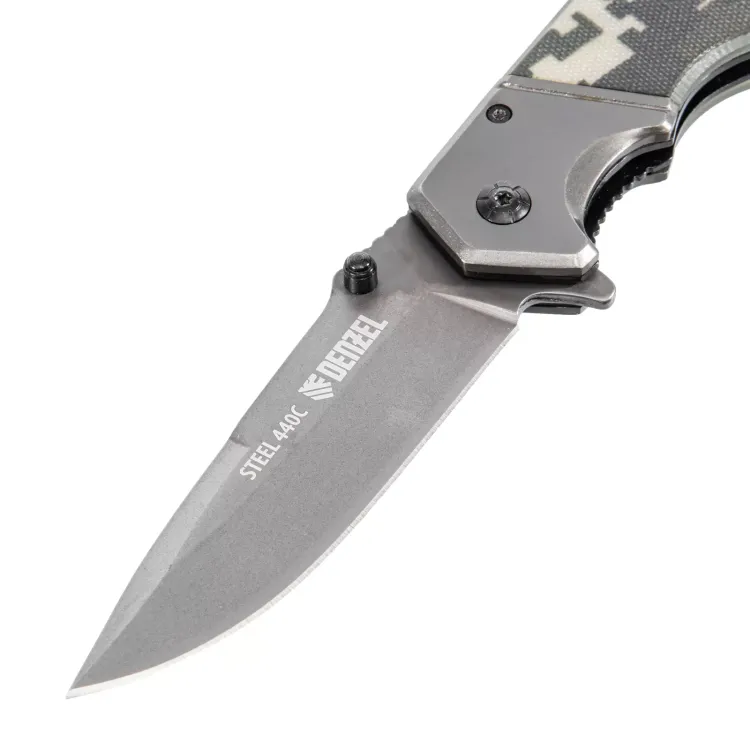 Нож складной Denzel 79209, многоцелевой, системы Liner-Lock, с накладкой G10 на эргономичной рукоятке купить в Перми