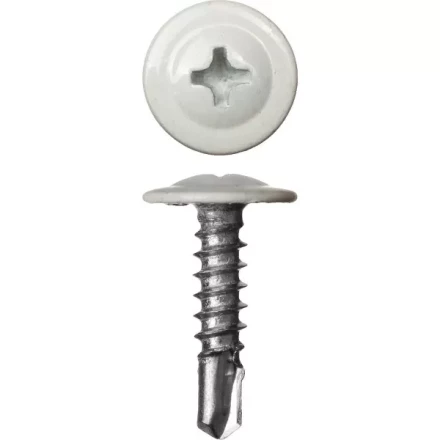 Саморезы ЗУБР с прессшайбой и сверлом по листовому металлу до 2мм, окрашенные в RAL-9003, PH2, 4,2х19мм, 450шт 300211-42-019-9003 купить в Перми