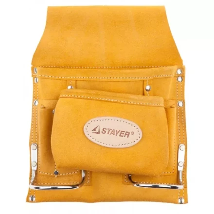 Сумка поясная STAYER PROFESSIONAL для инструментов, кожаная, 8 карманов, 2 скобы 38515 купить в Перми