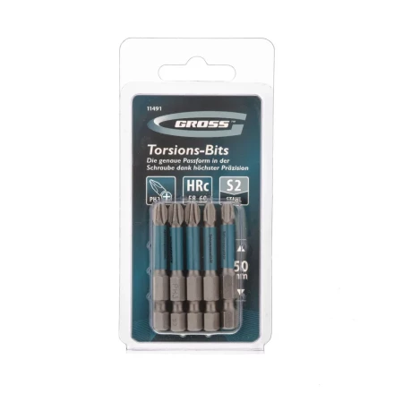 Набор бит торсионных PH3x50 мм для ударных шуруповертов 5 шт. Gross 11491 купить в Перми