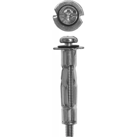 Анкер ЗУБР для пустотелых конструкций оцинкованный, с винтом PH2&amp;SL, М4х21х5мм, ТФ6, 4шт 4-302476-04-020 купить в Перми