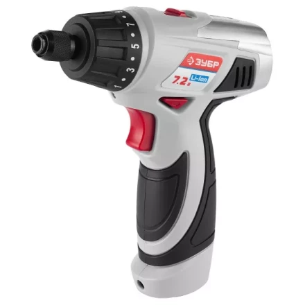 Шуруповерт ЗУБР 2-х скор,Li-Ion,реверс,15+1,зарядка 3-5ч,10мм,0-160 и 0-320об/мин,1,5А/ч,7,2В,набор бит,в блистере ЗДА-7.2-Ли Б купить в Перми