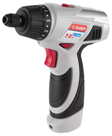 Шуруповерт ЗУБР 2-х скор,Li-Ion,реверс,15+1,зарядка 3-5ч,10мм,0-160 и 0-320об/мин,1,5А/ч,7,2В,набор бит,в блистере ЗДА-7.2-Ли Б купить в Перми