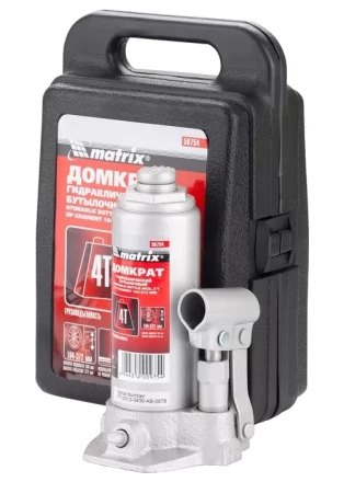 Домкрат гидравлический бутылочный 4 т h подъема 194–372 мм в пластиковом кейсе  MATRIX MASTER 50754 купить в Перми