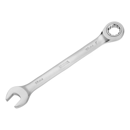 Ключ комбинированный трещоточный, 18 мм, CrV, матовый хром// Denzel 14712 купить в Перми