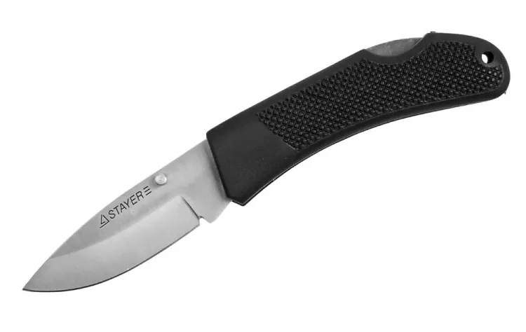 Нож STAYER складной с обрезиненной ручкой, средний 47600-1_z01 купить в Перми