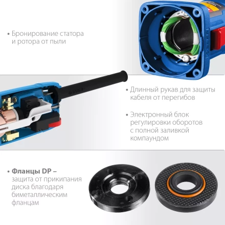 ЗУБР 1100 Вт, d125 мм, УШМ, регулировка оборотов, Профессионал (УШМ-П125-1100 Э) купить в Перми