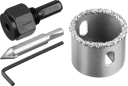 Коронка-чашка ЗУБР &quot;ПРОФЕССИОНАЛ&quot; c карбид-вольфрамовым нанесением, 32 мм, высота 25 мм, в сборе с державкой и сверлом 33360-032_z01 купить в Перми