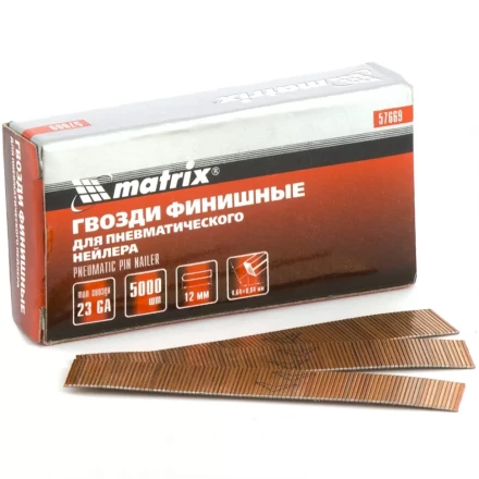 Гвозди финишные шпильки 23GA для пн. нейлера финишного диам. 0,64 мм длина -15 мм,5000 шт MATRIX 57671 купить в Перми