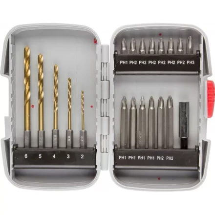 Набор ЗУБР &quot;МАСТЕР&quot;: Насадки для шуруповерта и дрели, биты, биты-сверла, адаптер, 20 предметов 26056-H20 купить в Перми