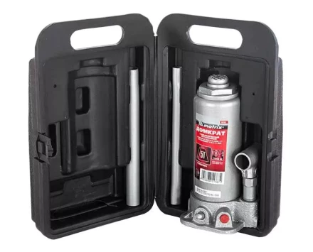 Домкрат гидравлический бутылочный 5 т h подъема 216–413 мм в пластиковом кейсе  MATRIX MASTER 50756 купить в Перми