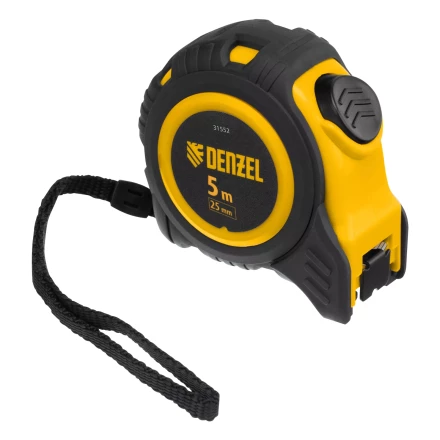 Рулетка Denzel  5м х 25мм, обрезиненный корпус, автоматическая фиксация, 31552 купить в Перми