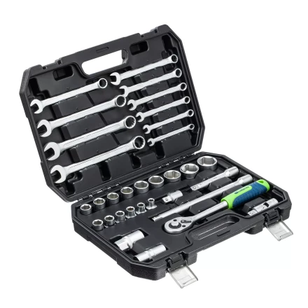 Набор инструментов Сибртех 13393, 1/2&quot;, пластиковый кейс, 32 предмета купить в Перми