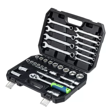 Набор инструментов Сибртех 13393, 1/2&quot;, пластиковый кейс, 32 предмета купить в Перми