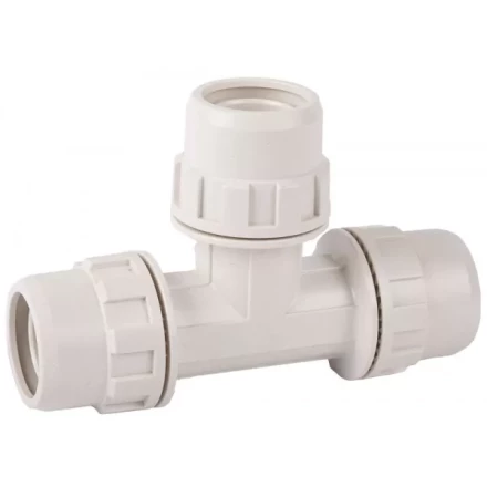 Тройник ЗУБР &quot;ШиреФит&quot; соединительный &quot;штуцер с гайкой - штуцер с гайкой - штуцер с гайкой&quot;, 20мм 51505-20 купить в Перми