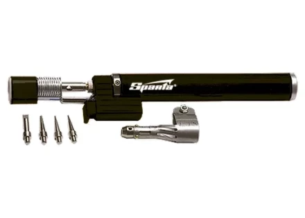 Горелка газовая тип &quot;Карандаш&quot; c пьезоподжигом + 4 насадки для пайки 200 мм SPARTA 914325 купить в Перми