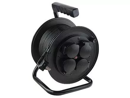 Удлинитель силовой на кабельной катушке, 3*1,5мм*25м, 4 розетки с крышкой, 16A, IP44, STERN 95707 купить в Перми