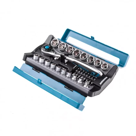 Набор торцевых головок трещотка 120 зубьев 36 предметов 1/2&quot; 3/8” CrV Gross 14145 купить в Перми