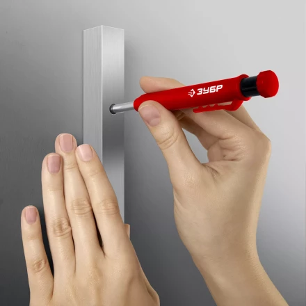 ЗУБР АСК красный, d 2,8 мм, HB, 6 сменных грифелей, автоматический карандаш (06311-3) купить в Перми