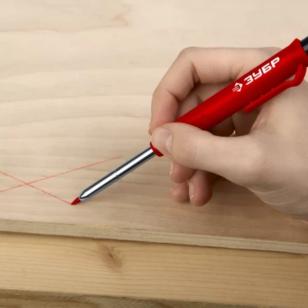 ЗУБР АСК красный, d 2,8 мм, HB, 6 сменных грифелей, автоматический карандаш (06311-3) купить в Перми