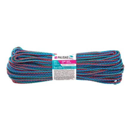Шнур бельевой полипропиленовый с сердечником, 5 мм L 25 м, цветной, Home Palisad 937145 купить в Перми