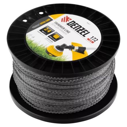 Леска для триммера двухкомпонентная зубчатый квадрат, 2,4мм х 172м, на DIN кат. EXTRA CORD// Denzel 96827 купить в Перми