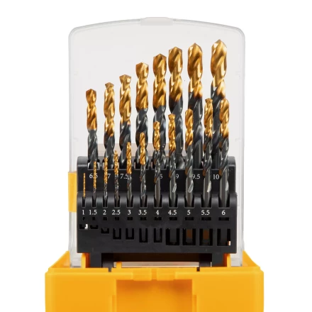 Набор сверл по металлу, 1-10 мм, HSS-Tin, Golden Tip, 19 шт Denzel 72321 купить в Перми