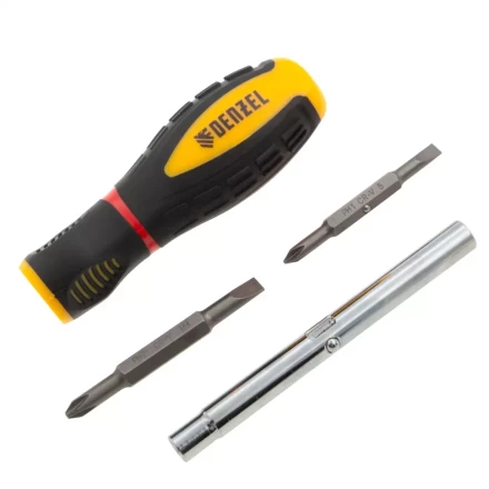 Отвертка комбинированная Denzel, SL3/16&quot;-PH1, SL1/4&quot;-PH2, 3-х компонентная рукоятка, 7713381 купить в Перми