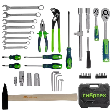 Набор инструментов Сибртех 13394, 1/2&quot;, 1/4&quot;, пластиковый кейс 76 предметов купить в Перми