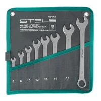 Набор ключей комбинированных Stels 6-19 мм, 8 шт., CrV, матовый хром 15443